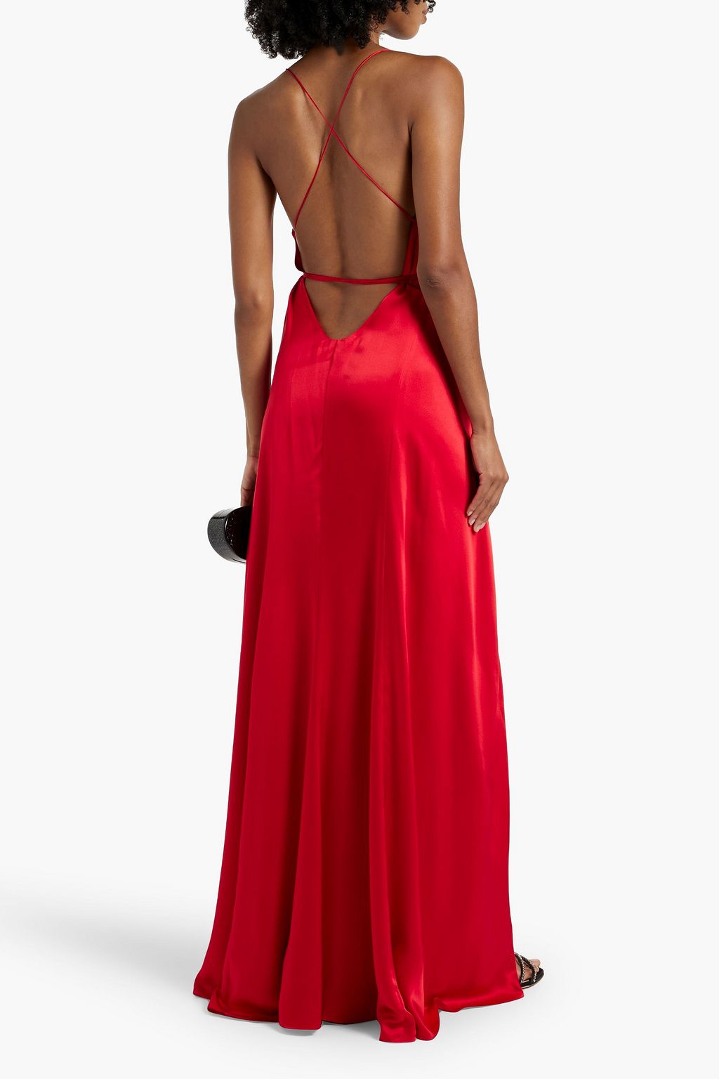 MICHELLE MASON Open-back floral-print silk-charmeuse wrap gown