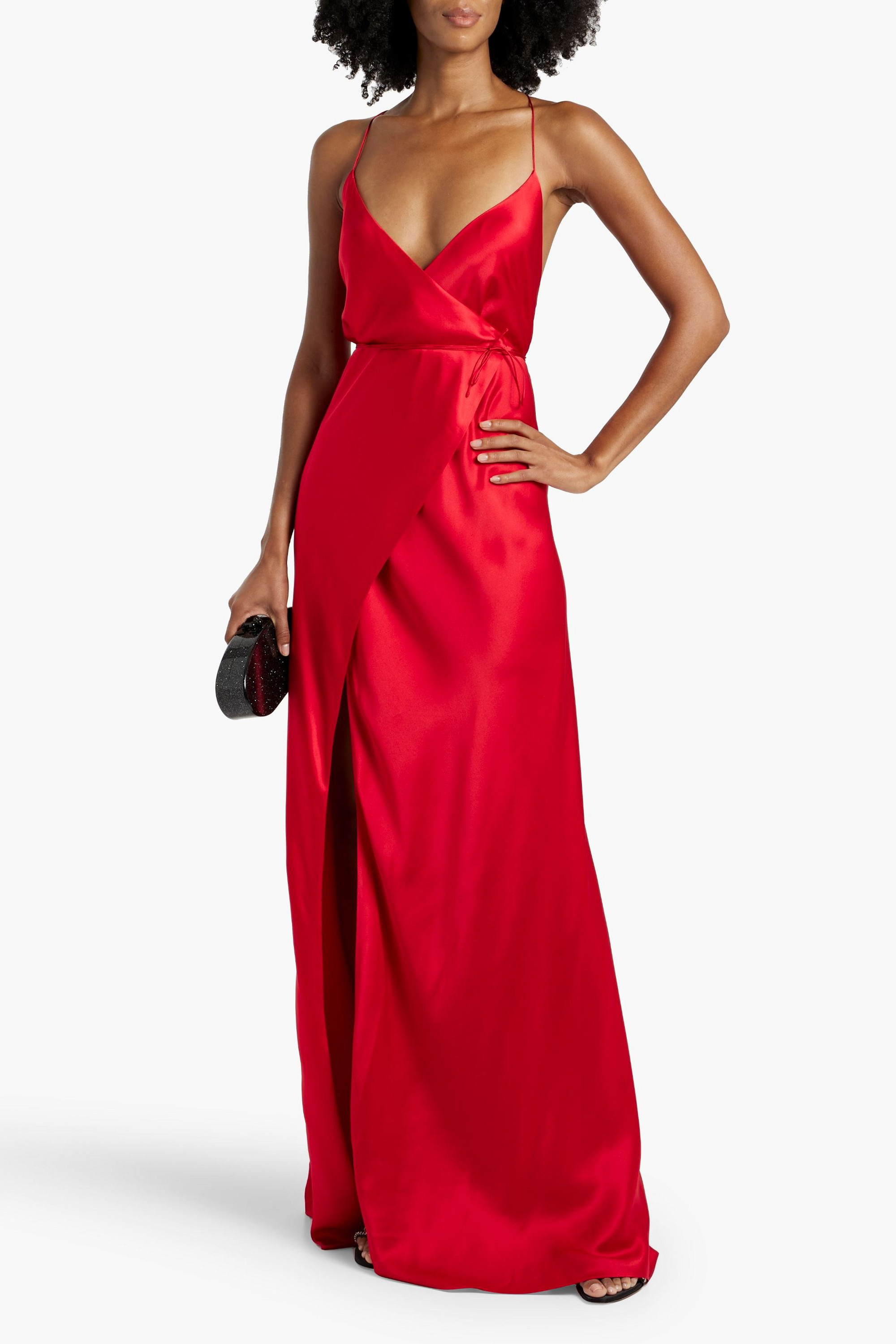MICHELLE MASON Silk-satin wrap gown
