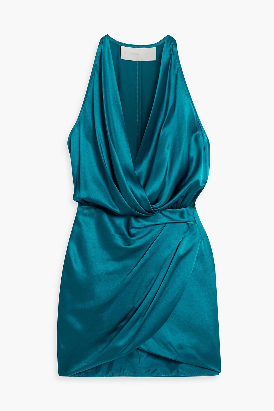 Wrap-effect silk-satin mini dress