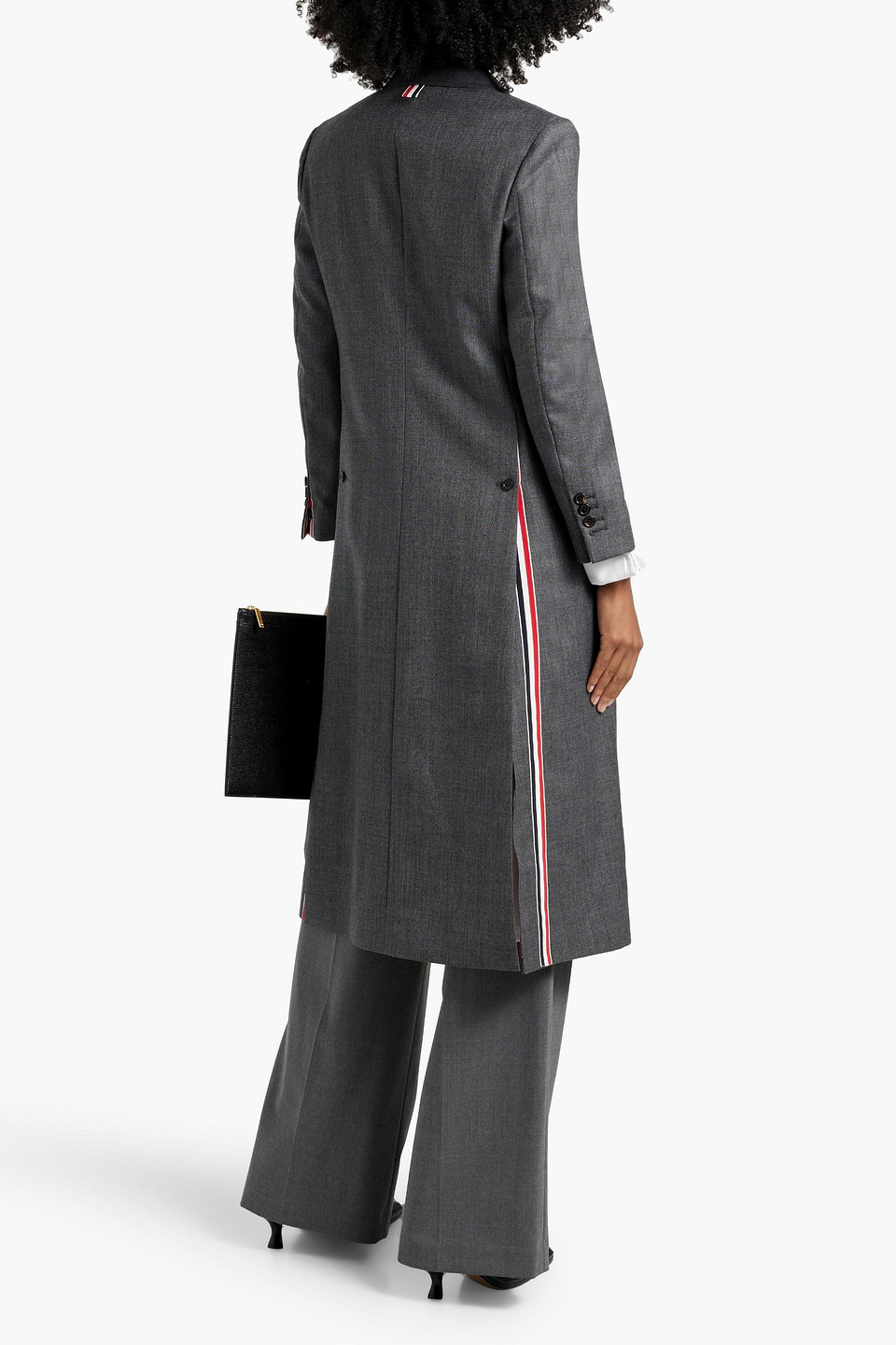Thom Browne Wool Graine De Poudre Coat In Dark Gray