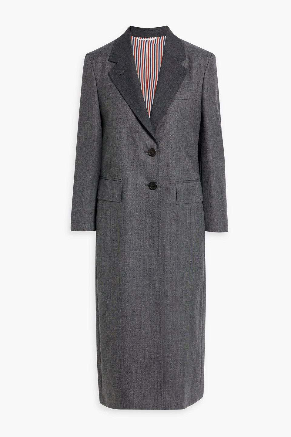 Thom Browne Wool Graine De Poudre Coat In Dark Gray