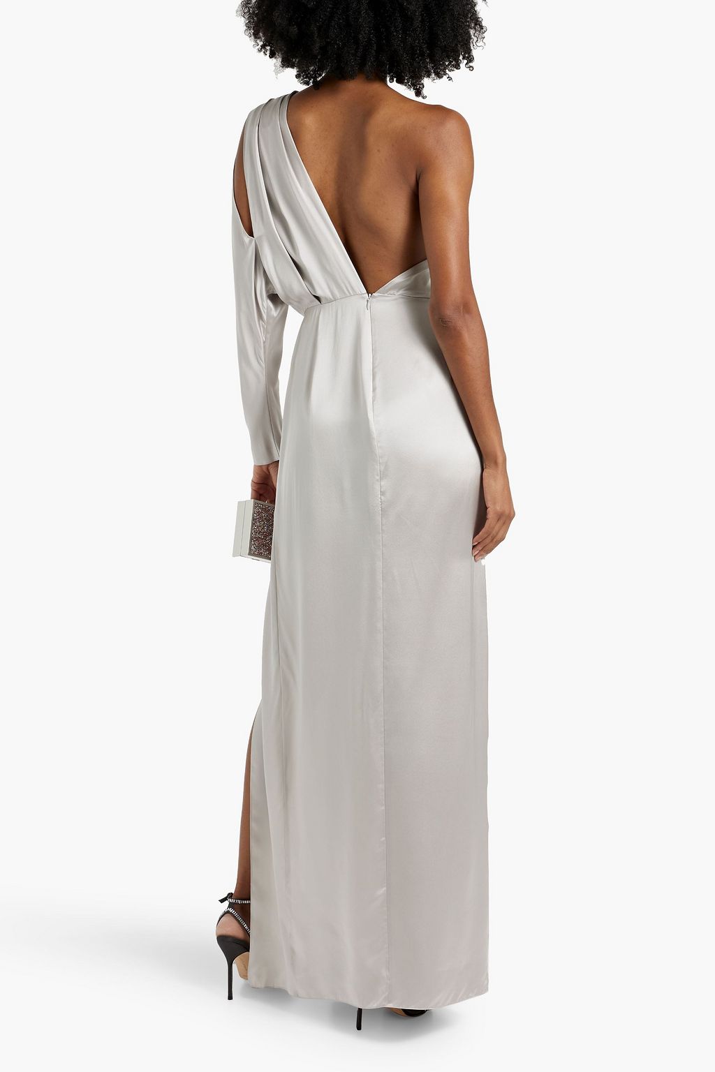 MICHELLE MASON One-shoulder draped silk-satin maxi dress