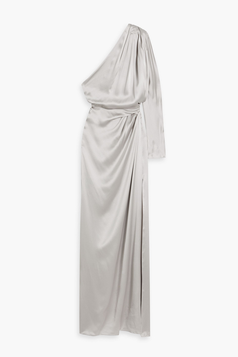 One-shoulder draped silk-satin maxi dress