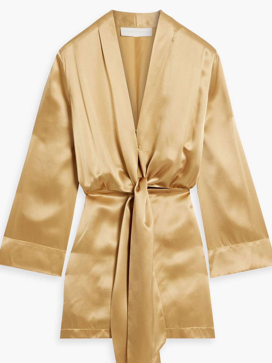 silk-satin mini wrap dress