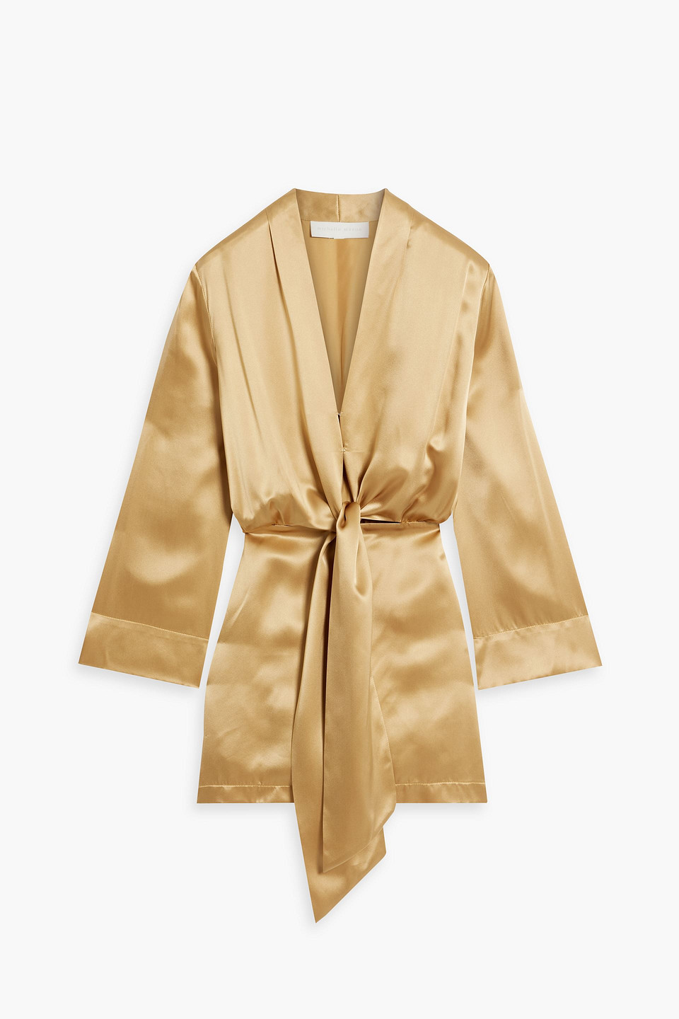 Michelle Mason Silk-satin Mini Wrap Dress In Marigold