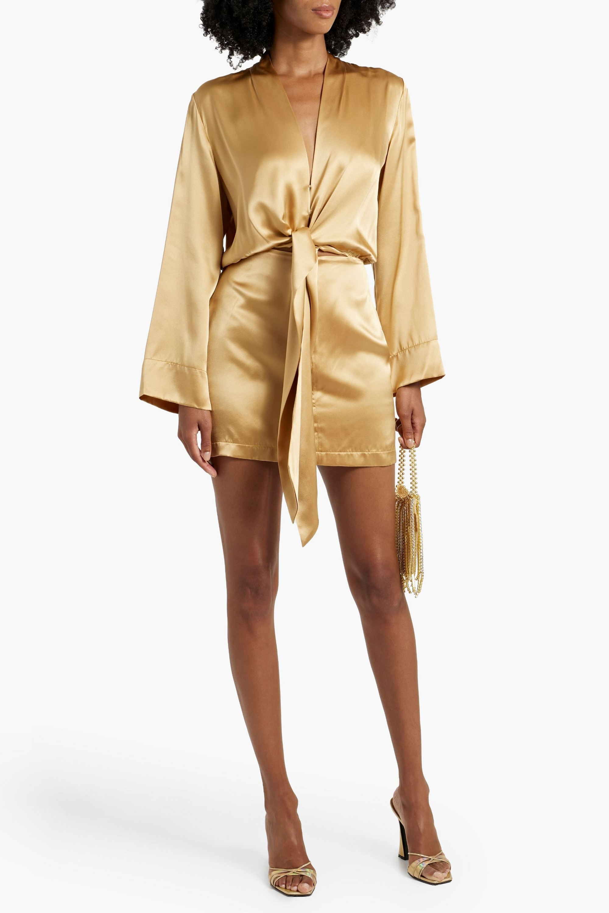 MICHELLE MASON Silk-satin mini wrap dress