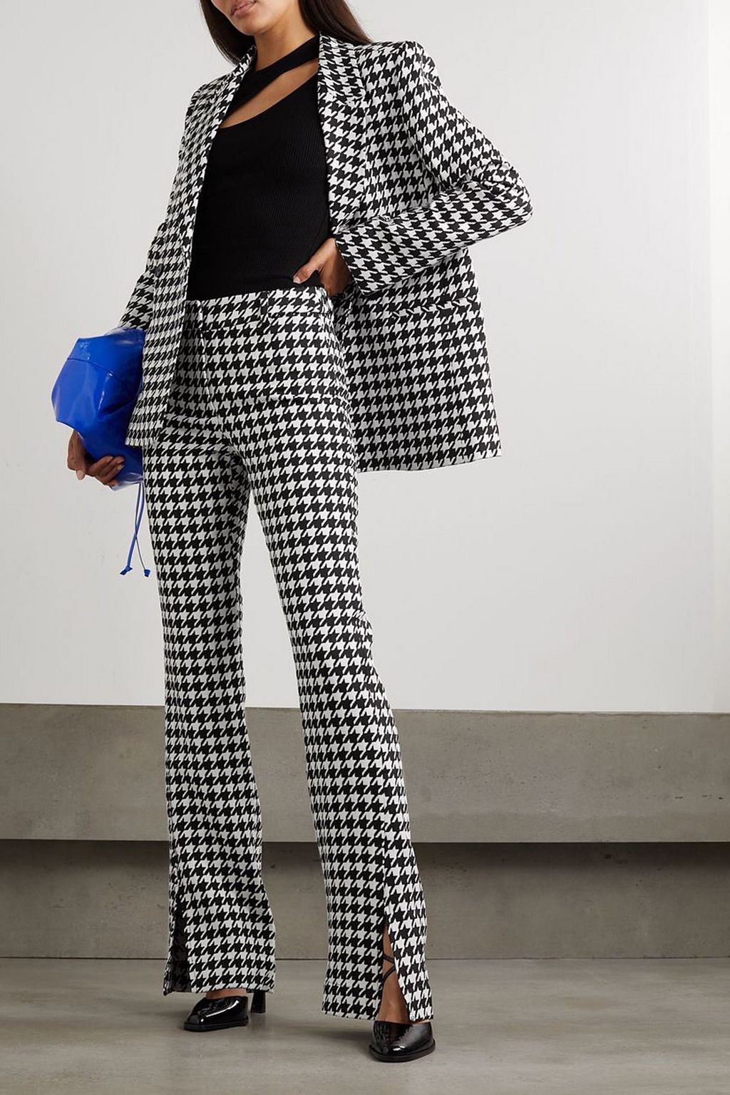Randy Back open houndstooth ensemble