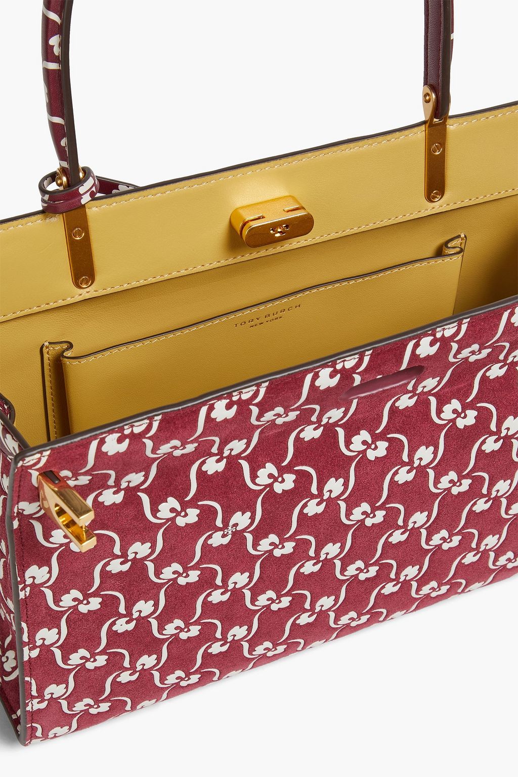 TORY BURCH حقيبة توت "لي رادزيويل" من الشامواه مزينة بطبعة الأزهار
