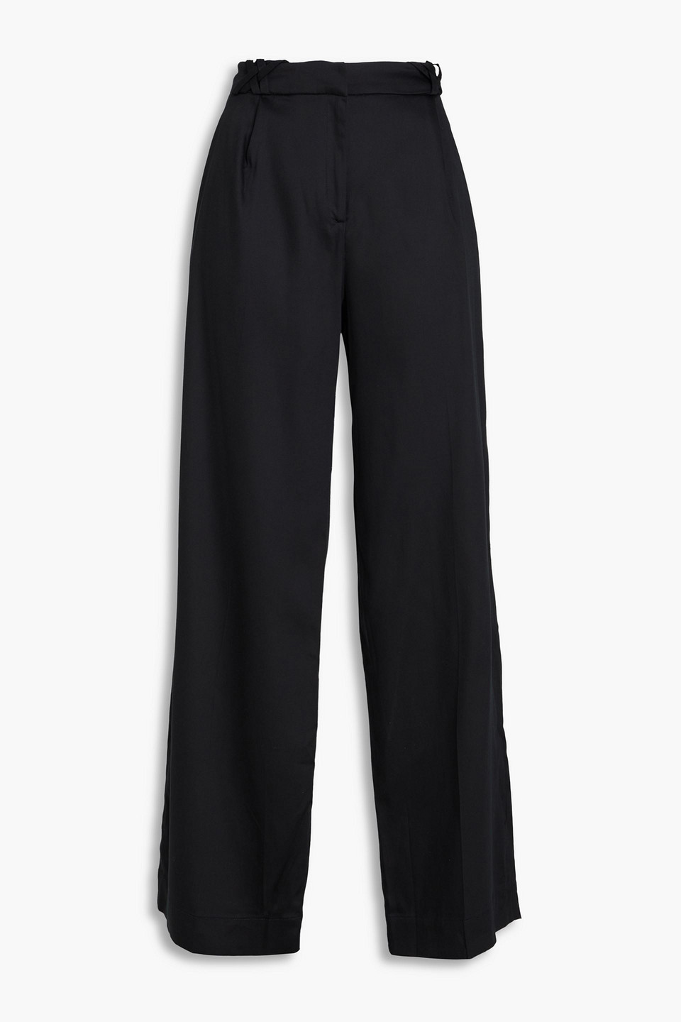 Mother Of Pearl Pleated Lyocell-twill Wide-leg Trousers In Black