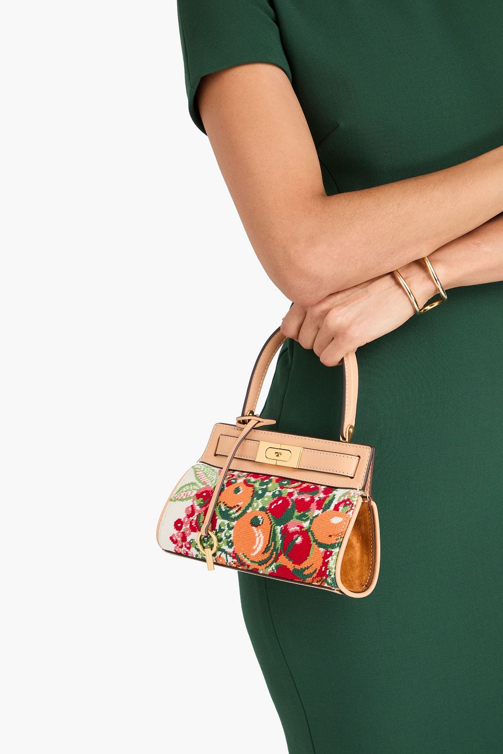 TORY BURCH Lee Radziwill jacquard and leather tote