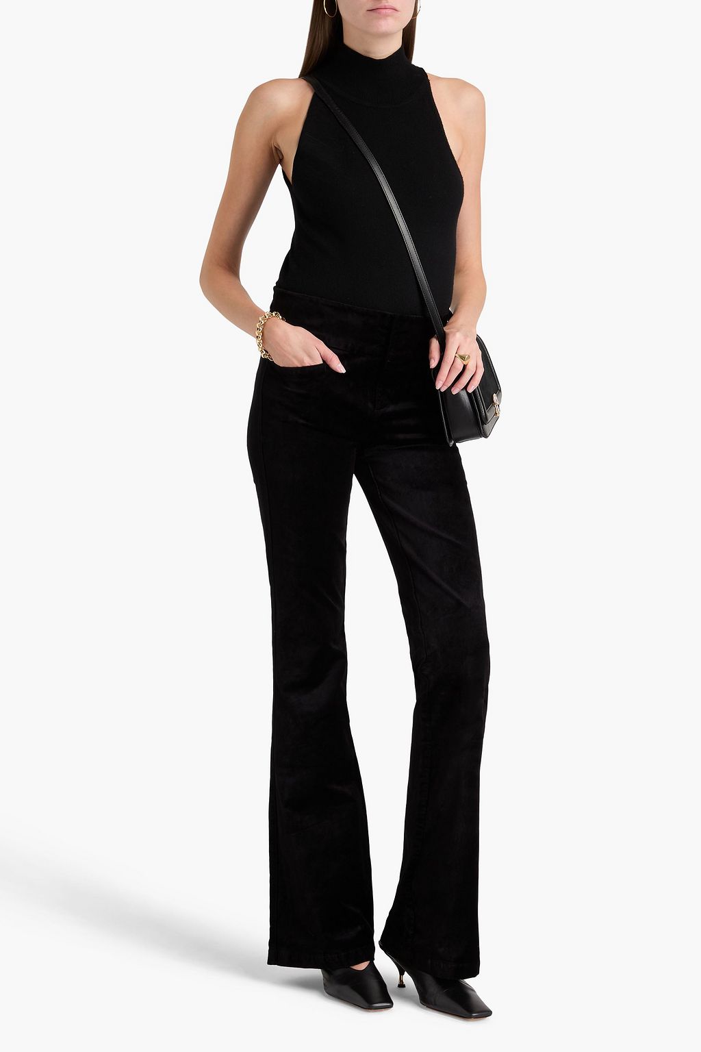 PAIGE Lou Lou cotton-blend velvet flared pants