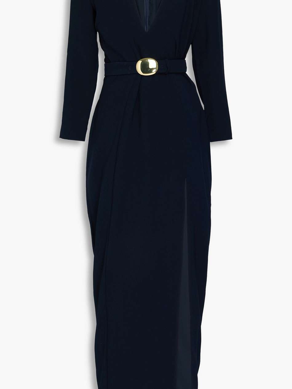 belted crepe gown