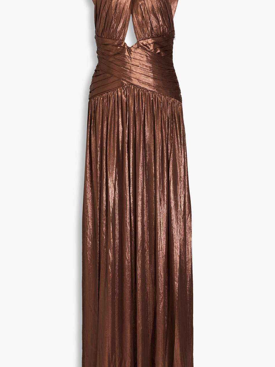 salem ruched cutout lamé gown