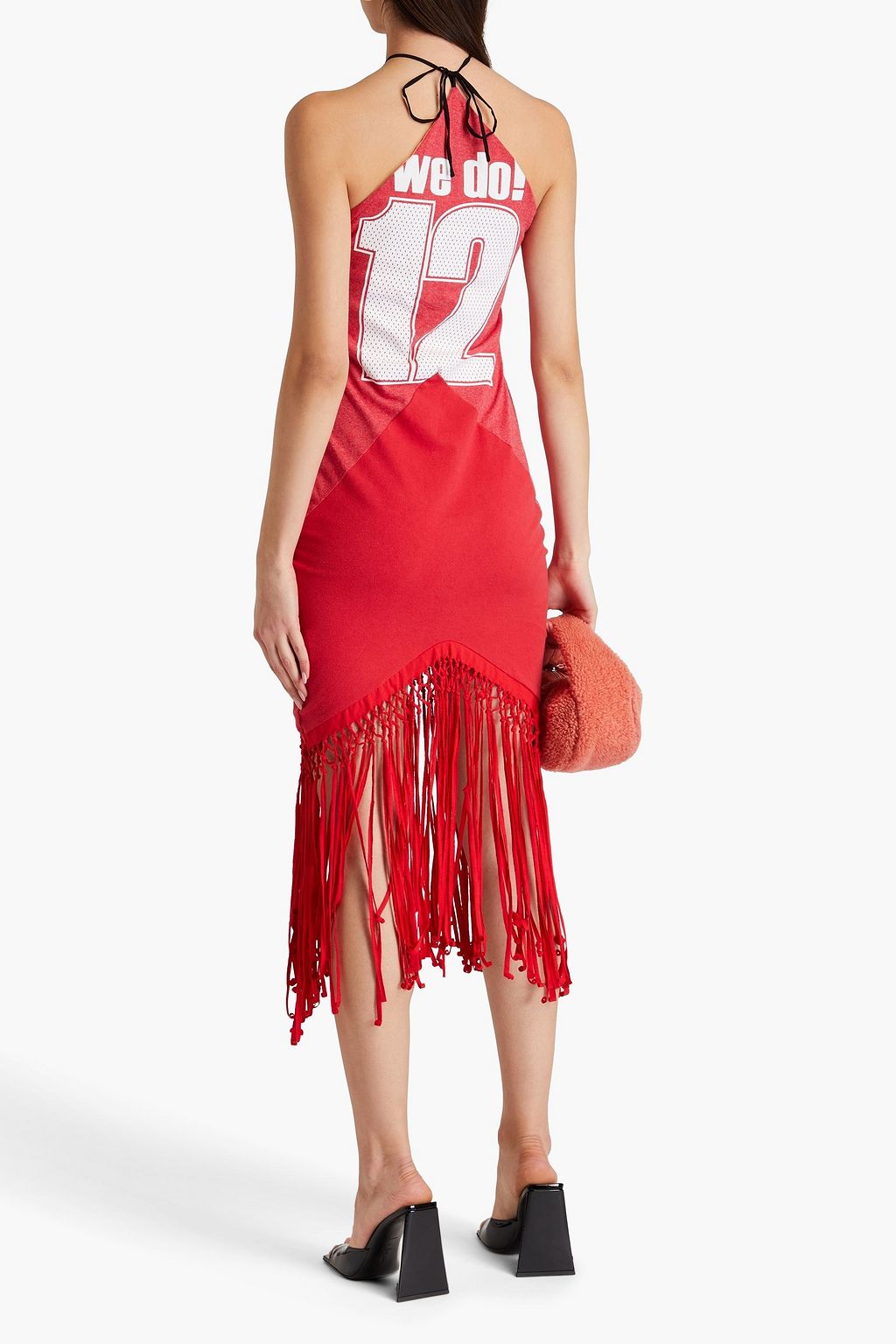CONNER IVES Macramé-trimmed printed cotton-jersey dress