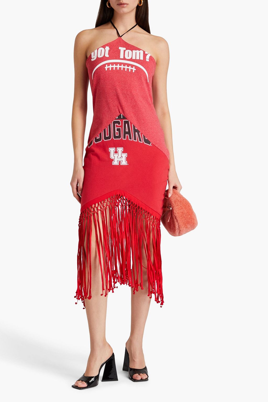 CONNER IVES Macramé-trimmed printed cotton-jersey dress