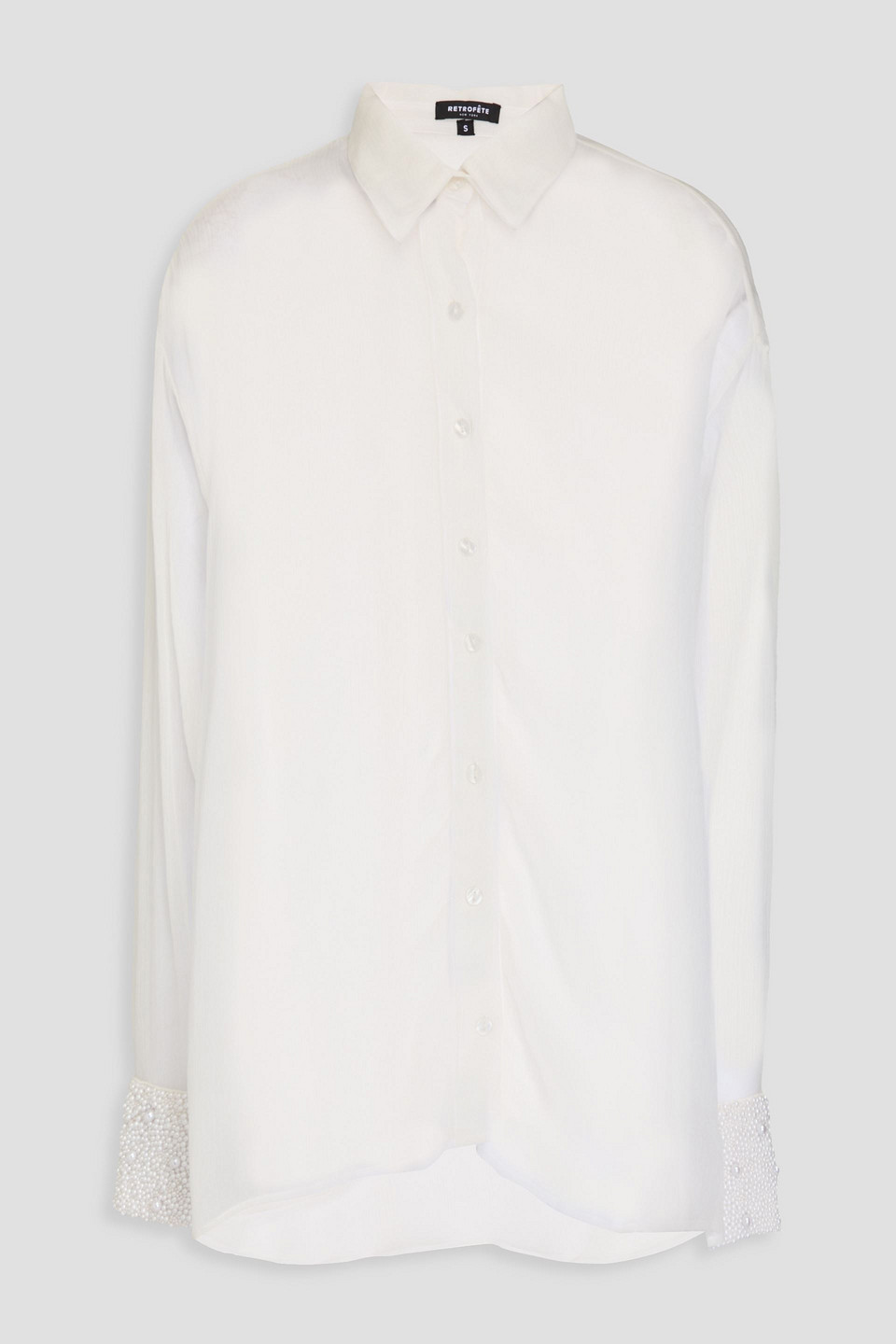 Retroféte Irving Faux Pearl-embellished Crepon Shirt In White