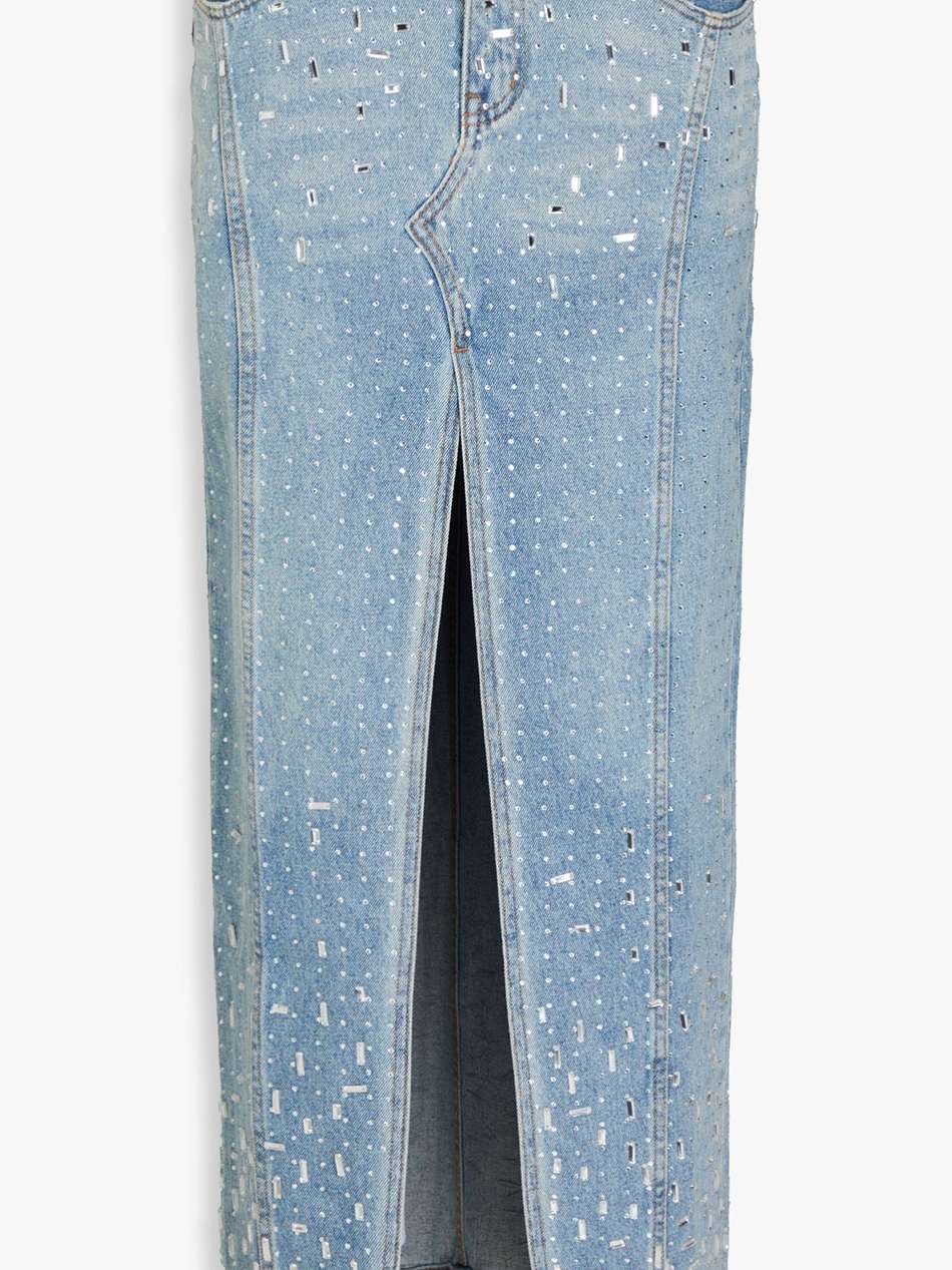 palermo crystal-embellished denim maxi skirt