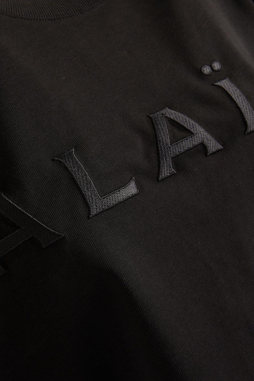ALAÏA Cropped embroidered cotton-jersey T-shirt