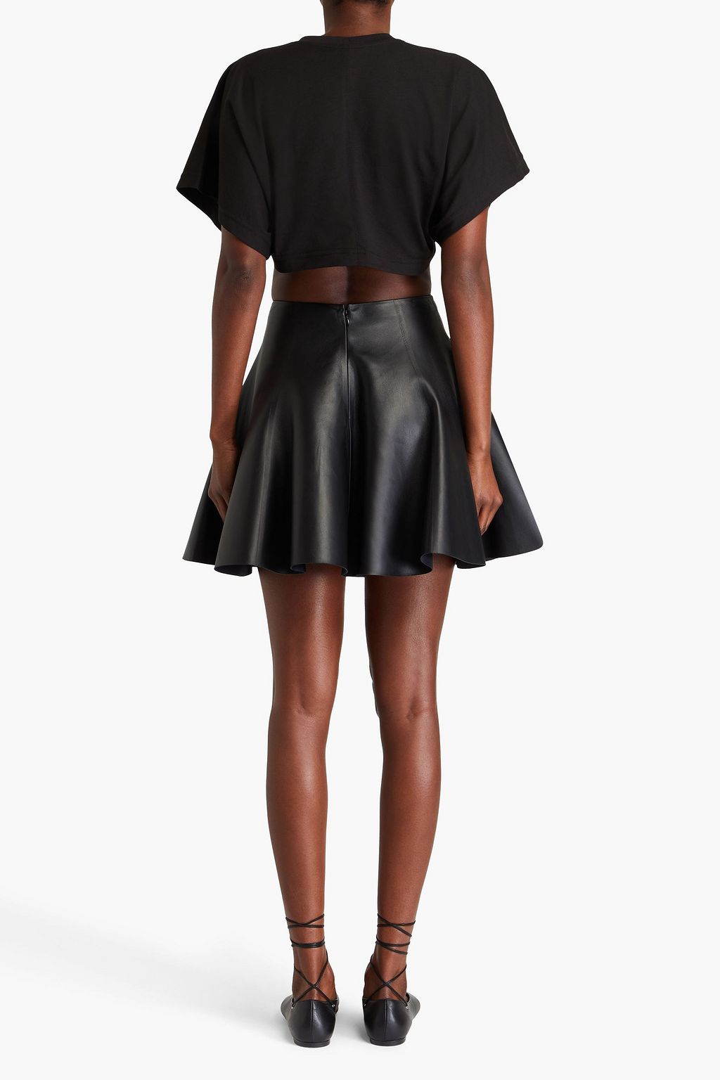 ALAÏA Cropped embroidered cotton-jersey T-shirt