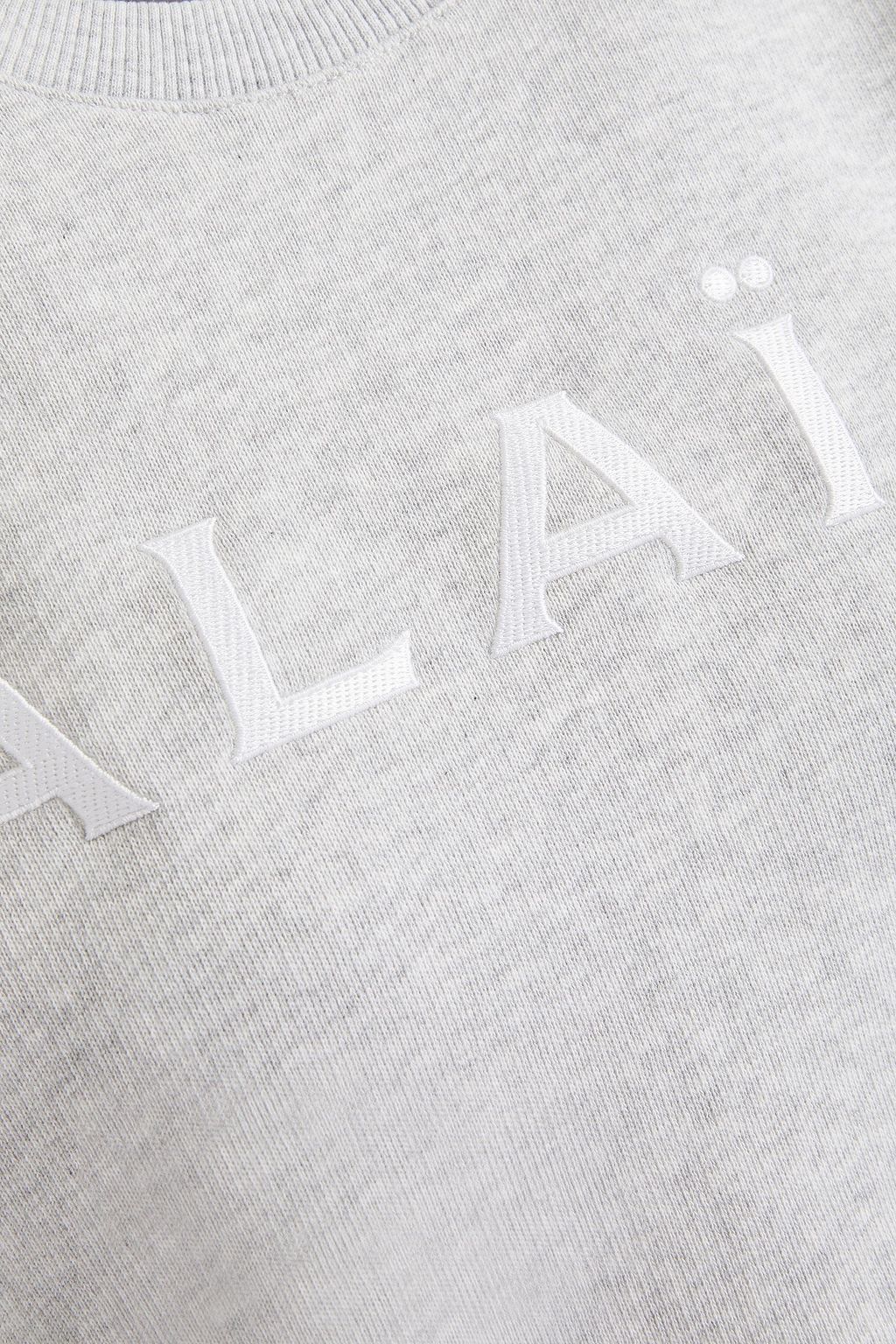 ALAÏA Cropped embroidered French cotton-terry sweatshirt