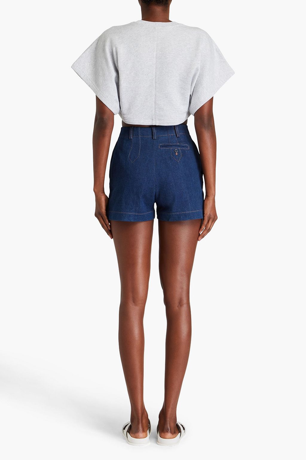 ALAÏA Cropped embroidered French cotton-terry sweatshirt