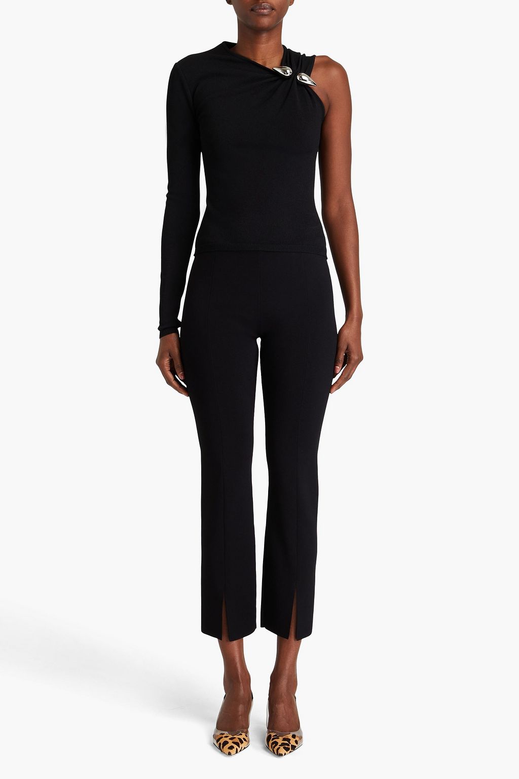 ALAÏA One-sleeve embellished knitted top