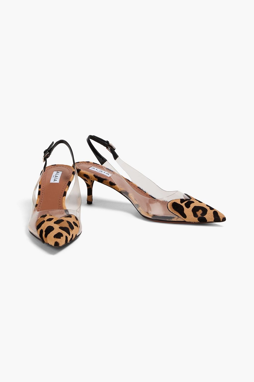 ALAÏA Leopard-print calf hair and PVC slingback pumps