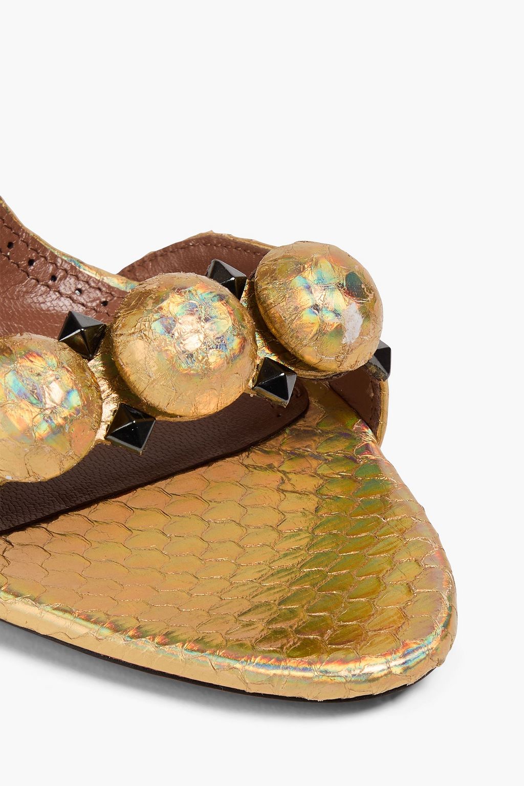 ALAÏA La Bombe 110 iridescent studded elaphe sandals