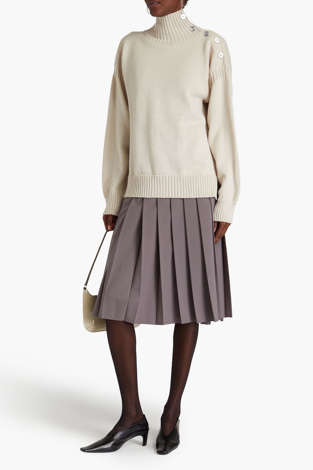 JIL SANDER كنزة رياضية بياقة عالية من الصوف