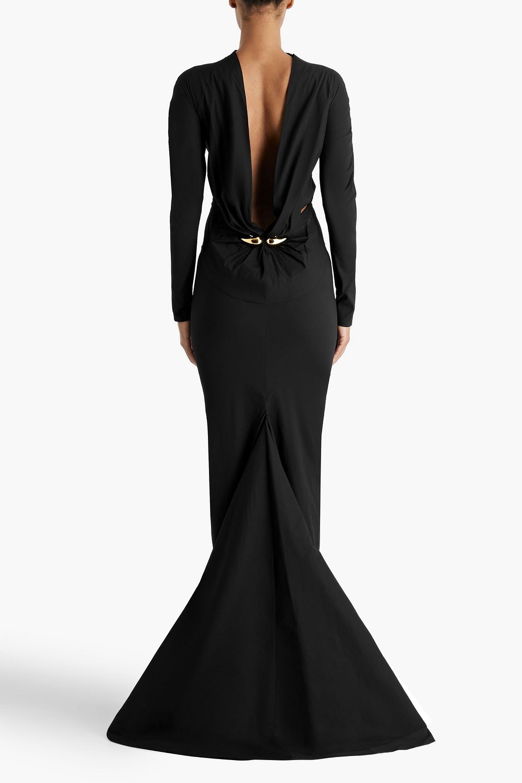 ALAÏA Embellished gathered open-back stretch-taffeta gown