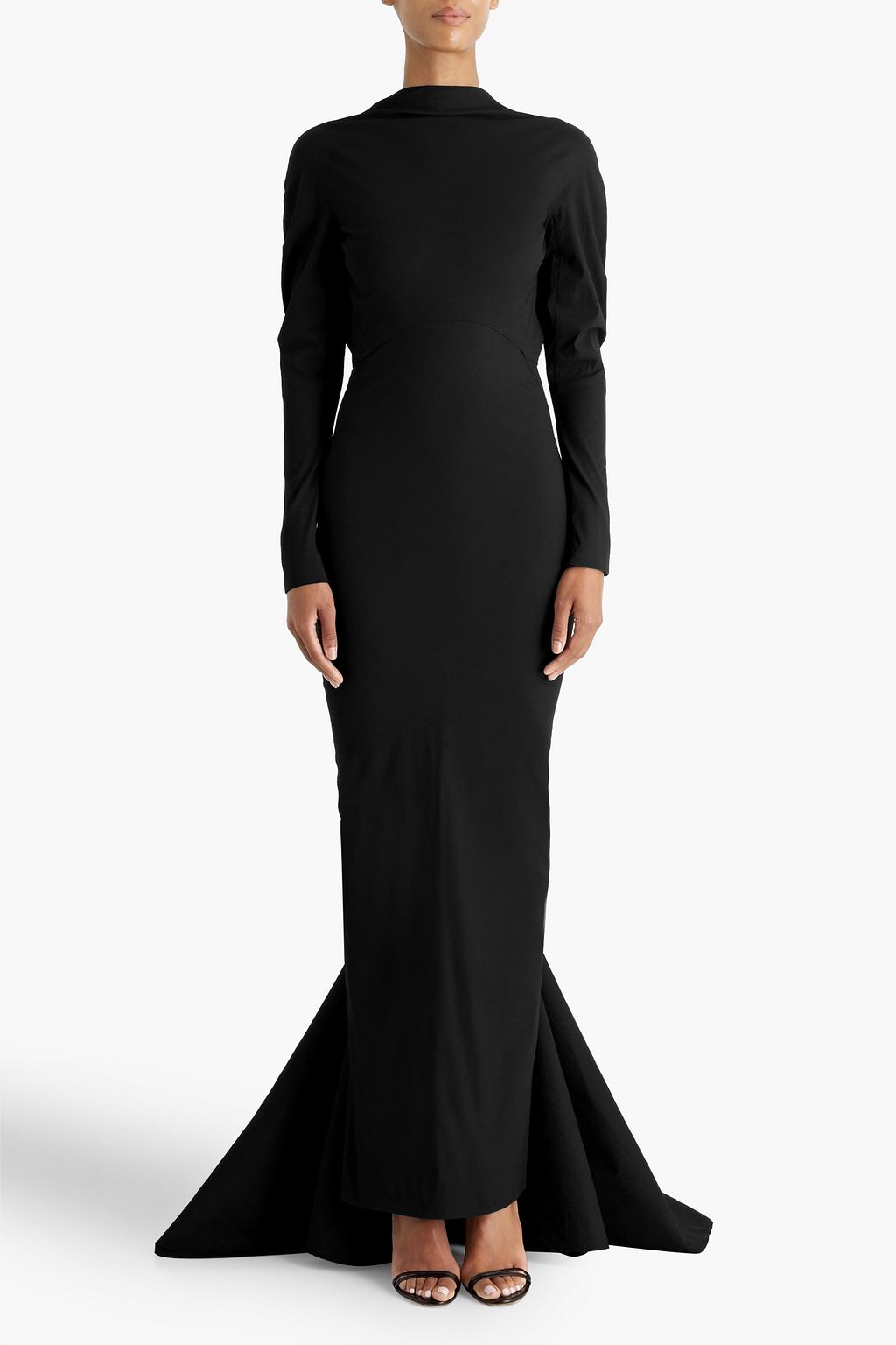 ALAÏA Embellished gathered open-back stretch-taffeta gown