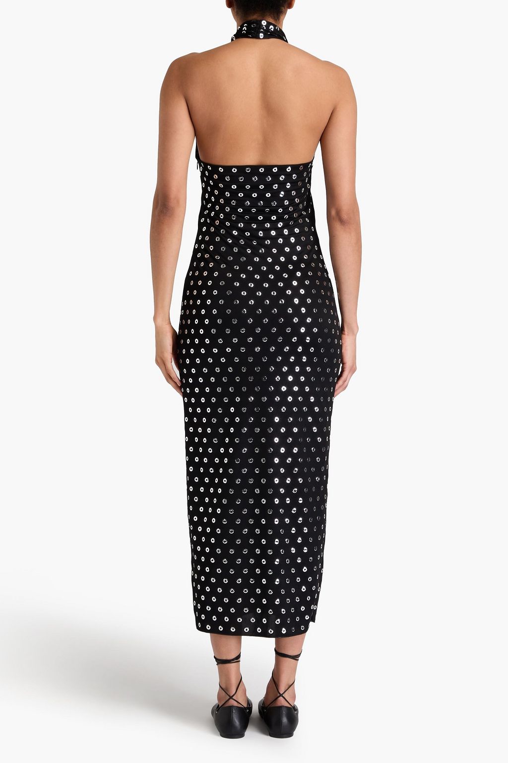 ALAÏA Eyelet-embellished stretch-jersey midi halterneck maxi dress