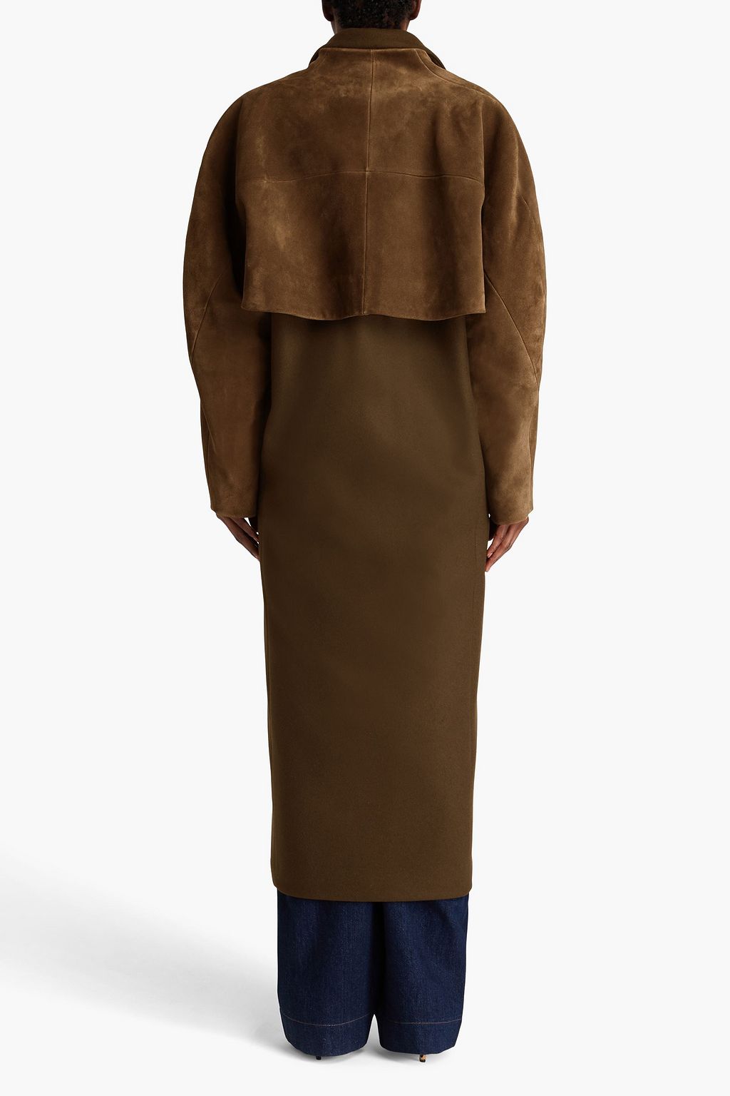 ALAÏA Mehrlagiger Mantel aus Veloursleder und Filz aus einer Wollmischung