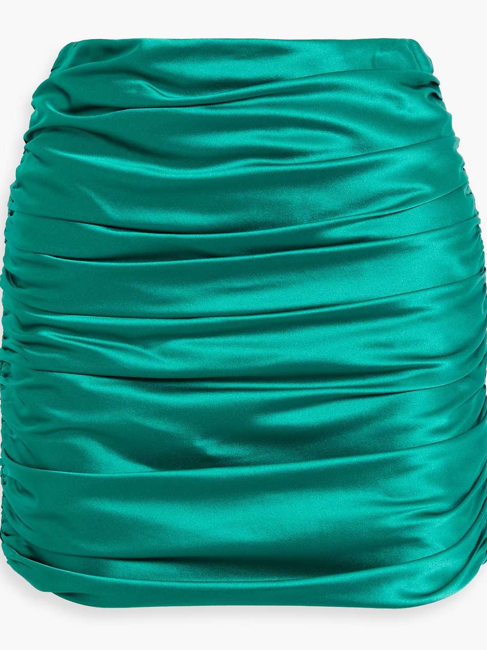 ruched silk-charmeuse mini skirt