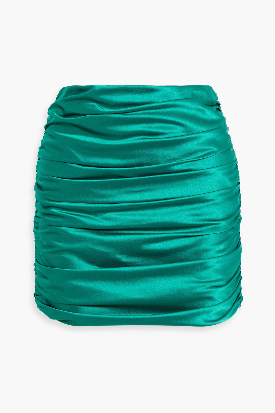 Ruched silk-charmeuse mini skirt