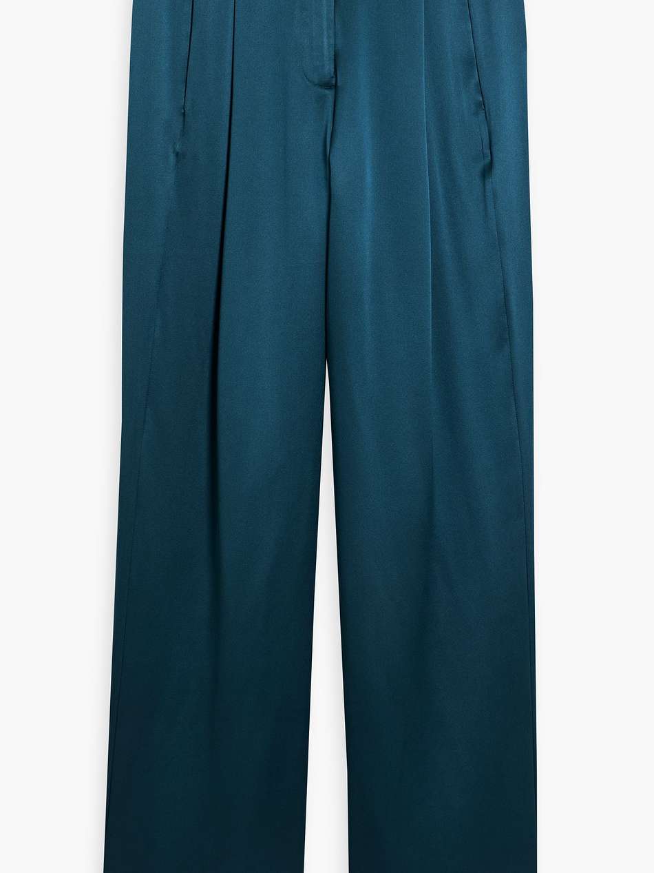 pleated silk-charmeuse wide-leg pants