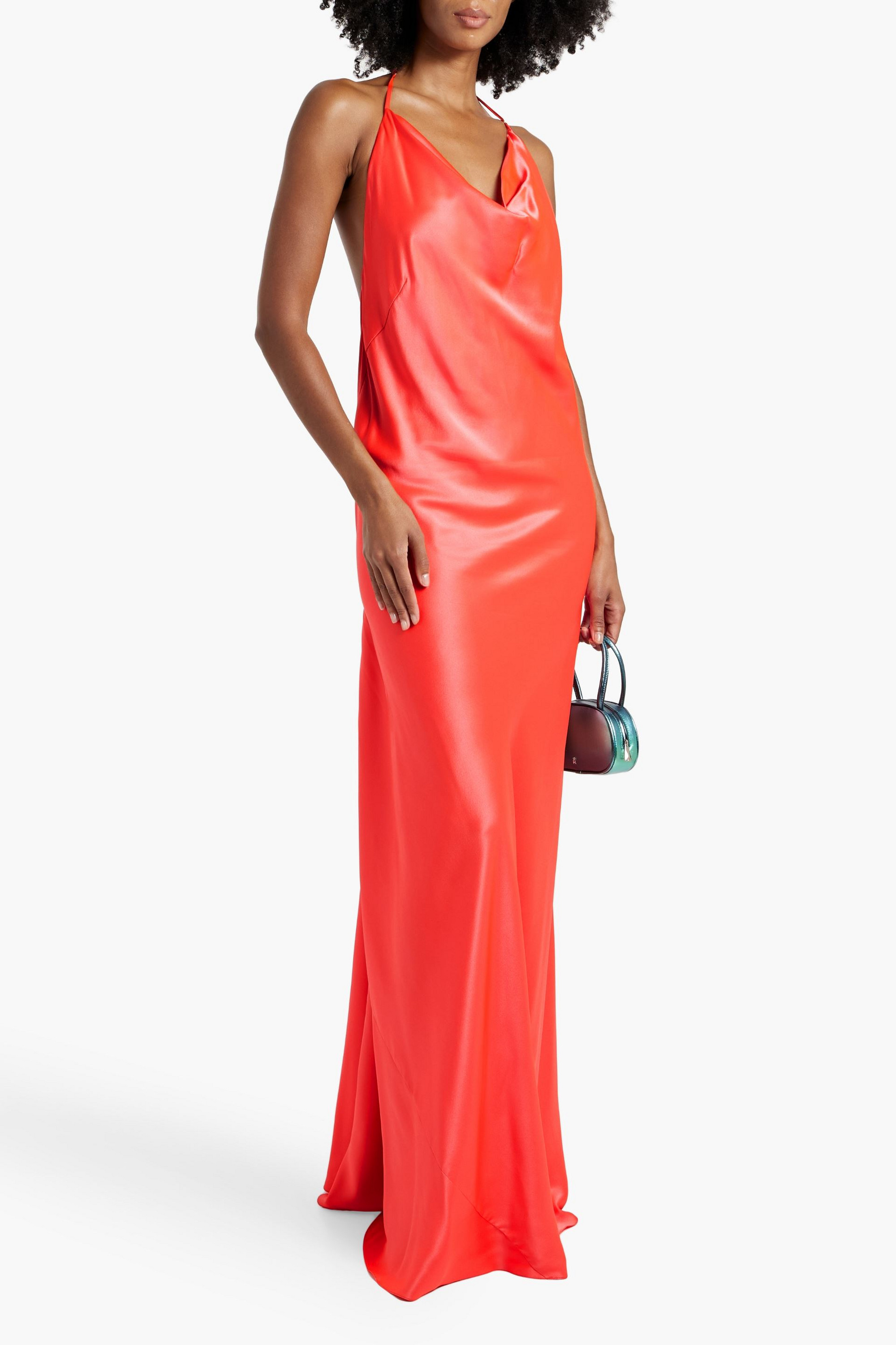 MICHELLE MASON Draped silk-satin maxi slip dress