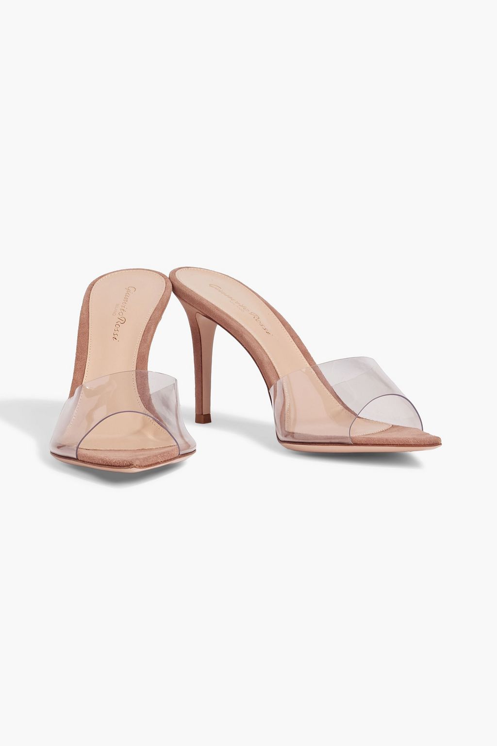 GIANVITO ROSSI Elle 85 TPU and suede mules
