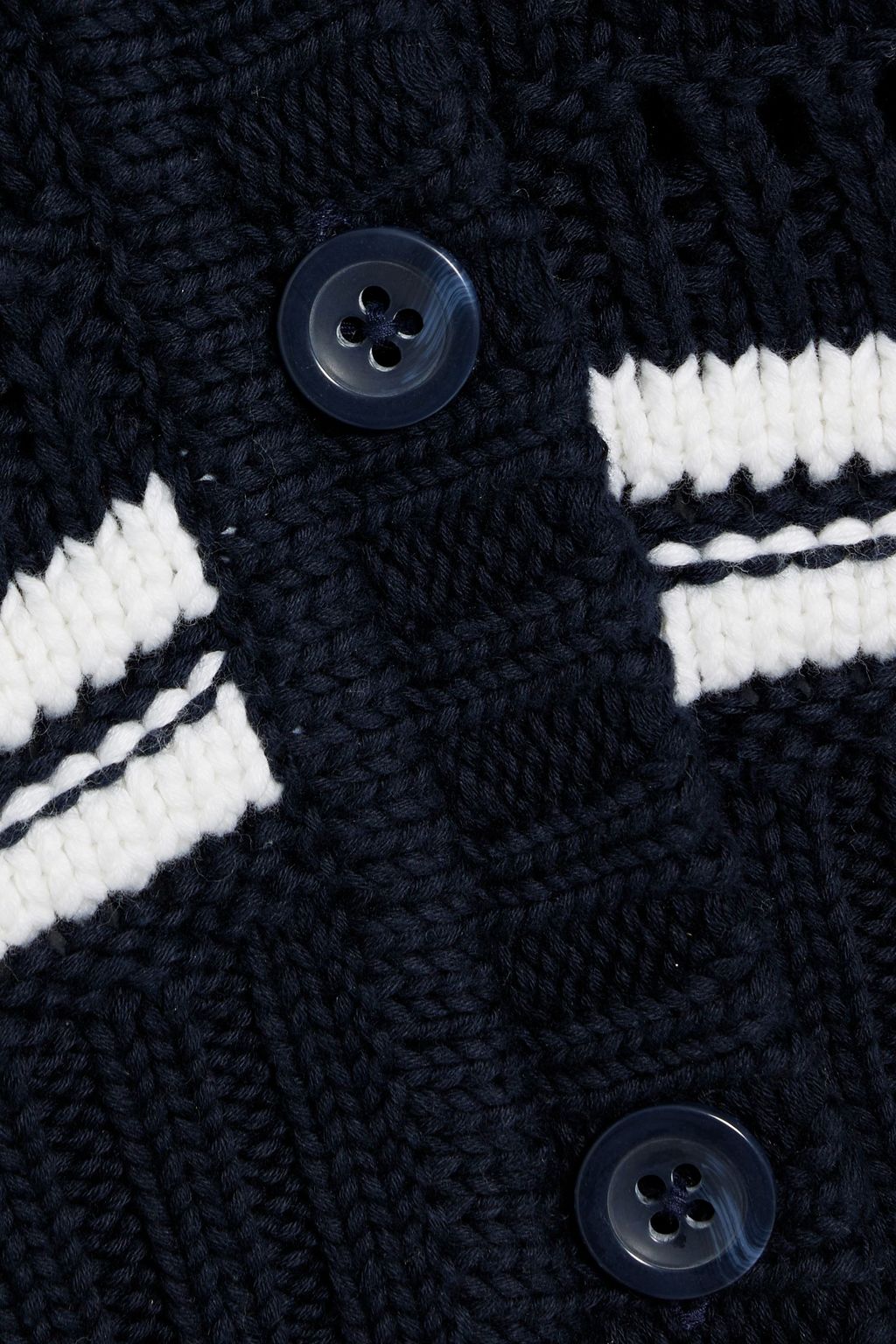 COTTON BY AUTUMN CASHMERE Striped crochet-knit cotton cardigan