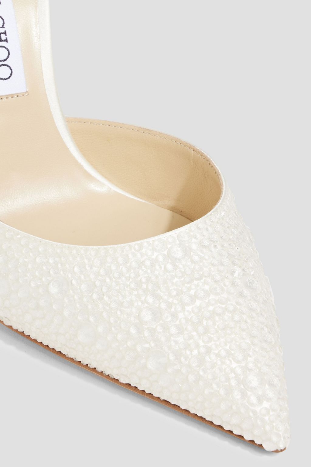 JIMMY CHOO Averly 100 bow-detailed crystal-embellished satin pumps