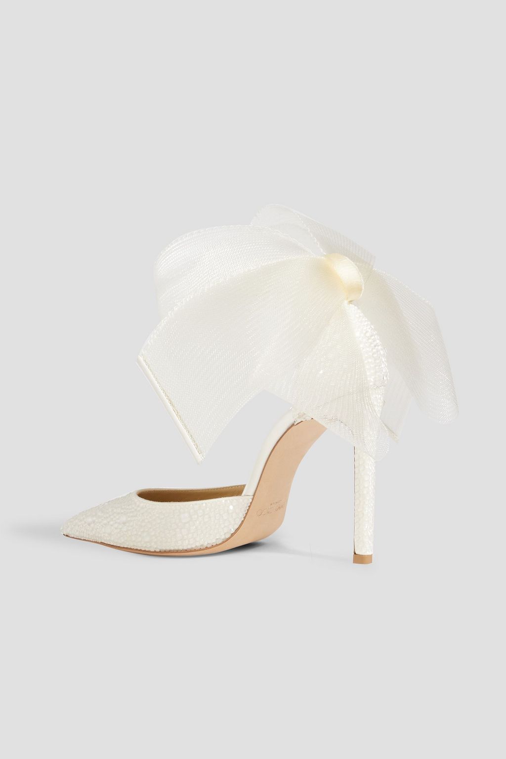JIMMY CHOO Averly 100 bow-detailed crystal-embellished satin pumps