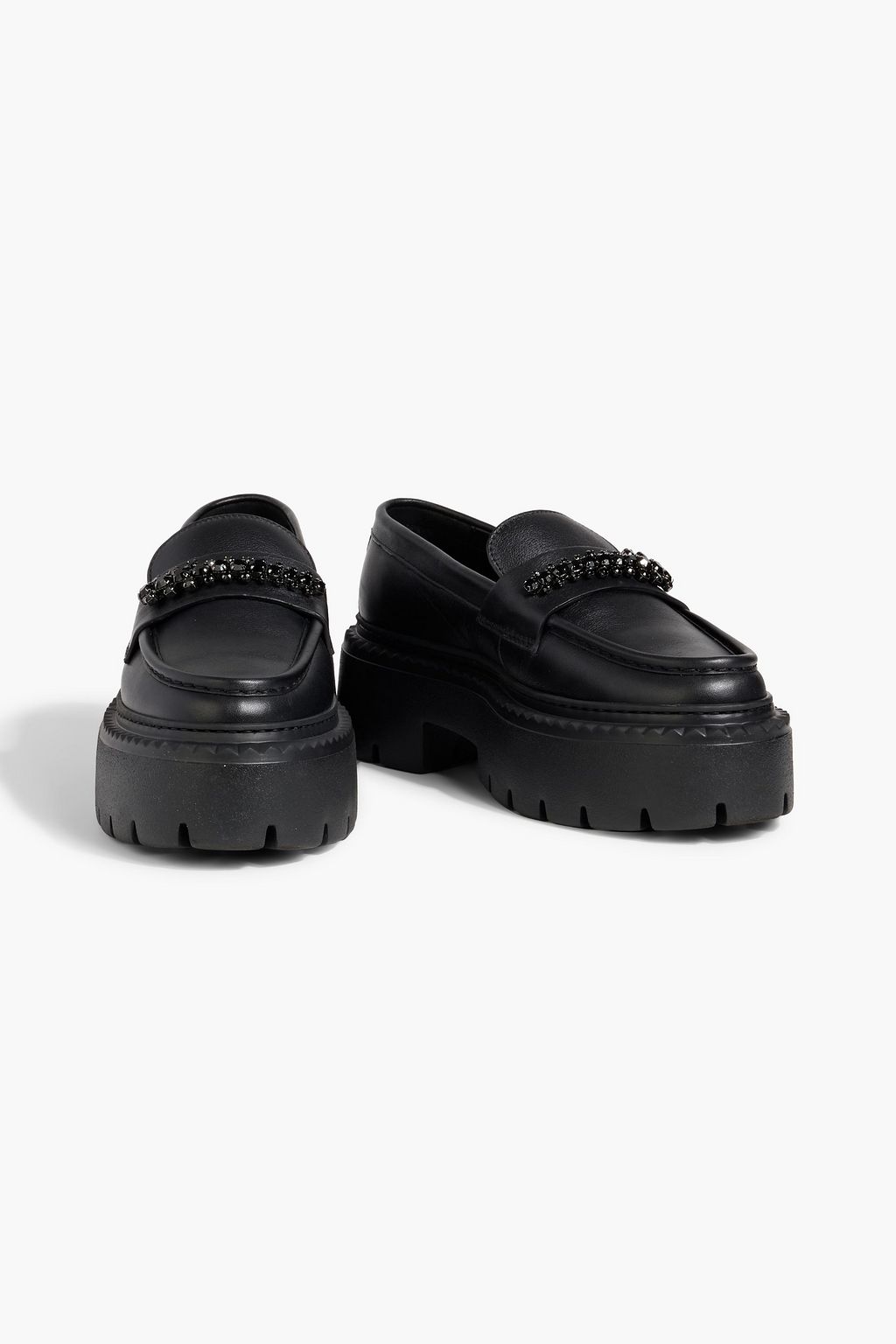 JIMMY CHOO Bryer crystal-embellished leather loafers