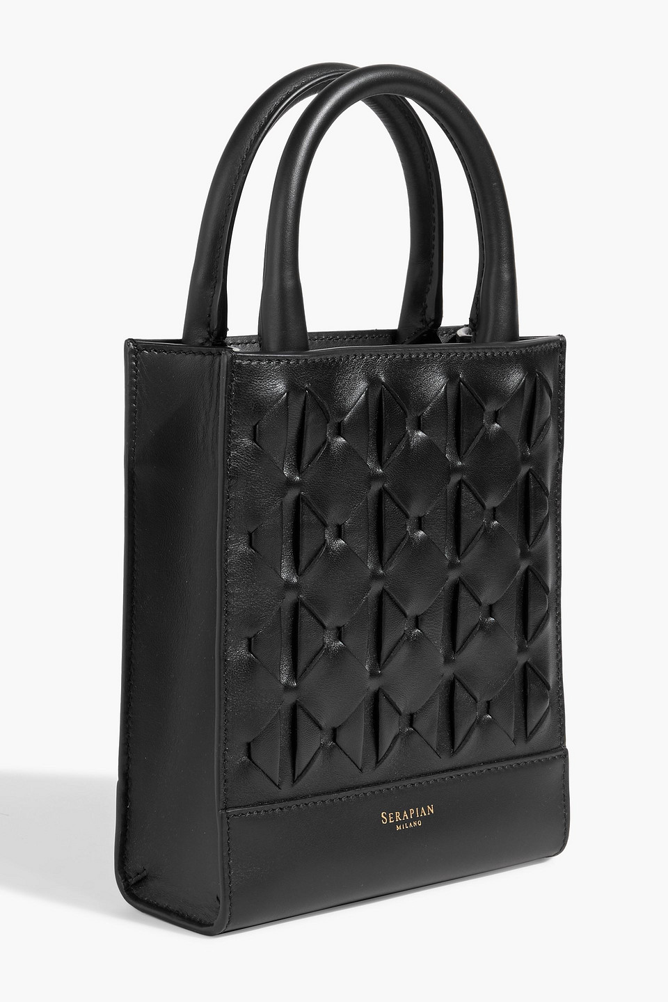 Serapian 1928 Mini Woven Leather Tote In Black