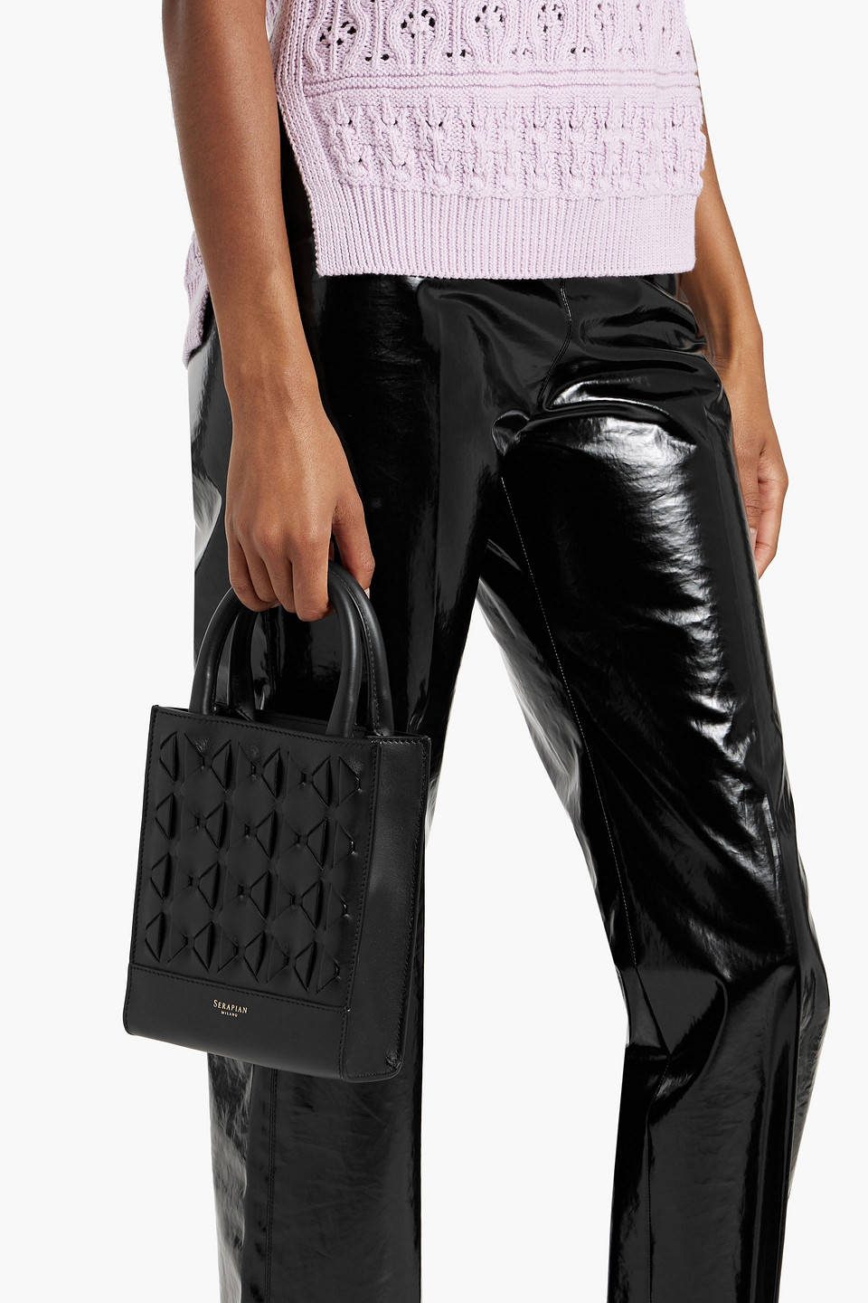 Serapian 1928 Mini Woven Leather Tote In Black