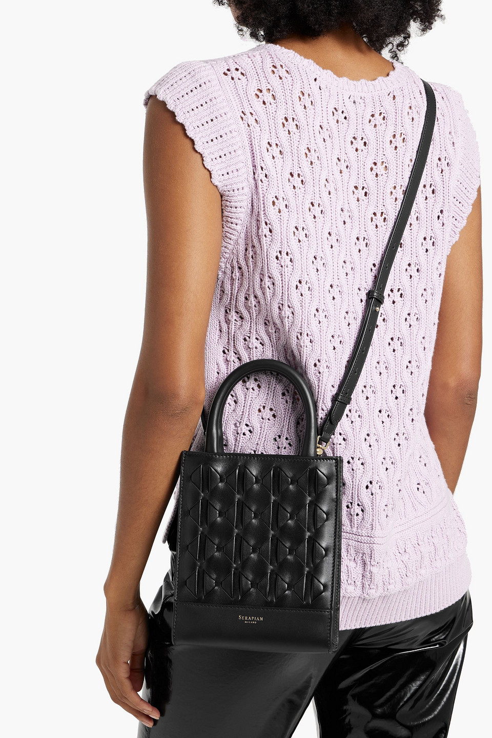 Serapian 1928 Mini Woven Leather Tote In Black