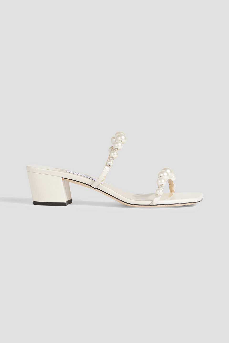 Jimmy Choo Amara 45 Embellished Leather Mules In Ivory
