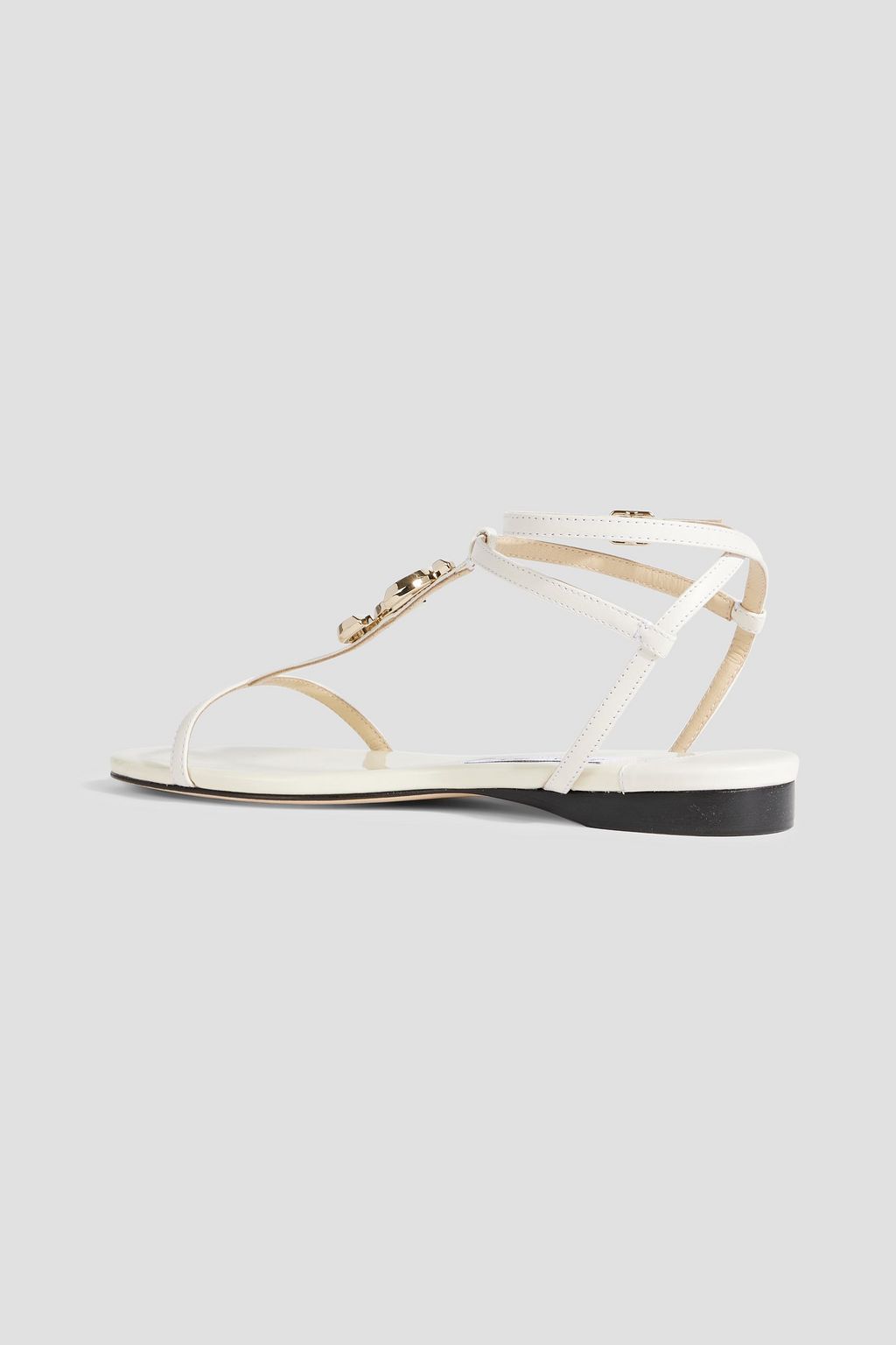 JIMMY CHOO Alodie Flat embellished patent-leather sandals