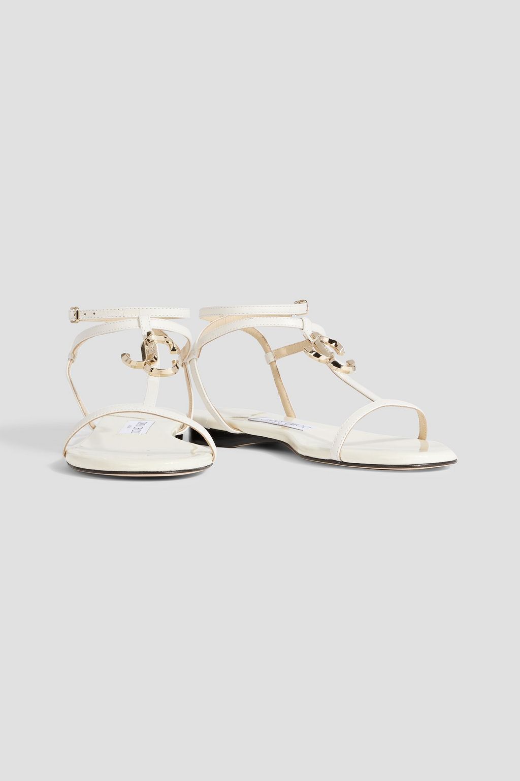 JIMMY CHOO Alodie Flat embellished patent-leather sandals