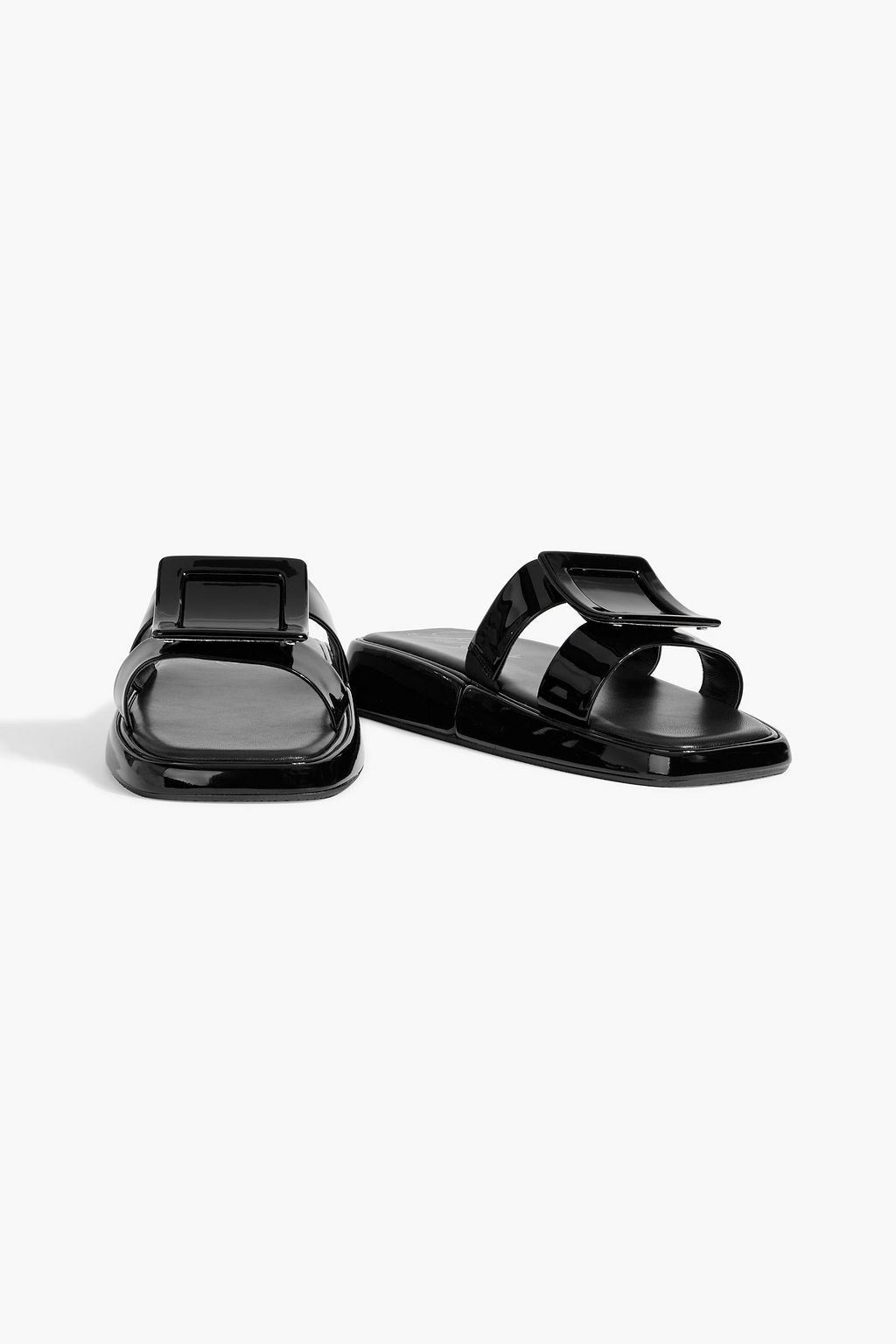 ROGER VIVIER Buckle-embellished patent-leather sandals | THE