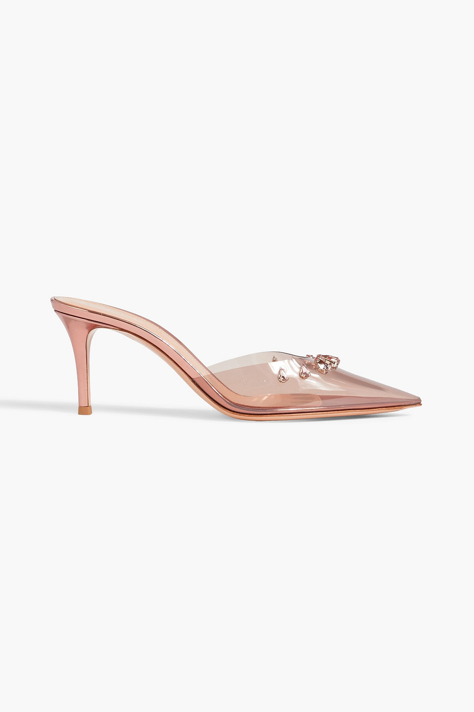 Gianvito Rossi Crystal Drop Crystal-embellished Pvc Mules In Rose Gold